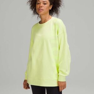 Lululemon Perfectly Oversized Crewneck Yellow Green Cotton Terry Sweater M 6 8